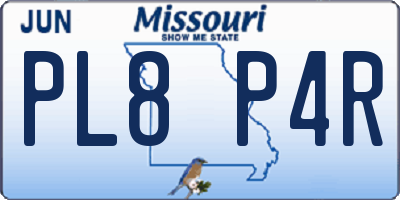 MO license plate PL8P4R