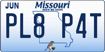 MO license plate PL8P4T