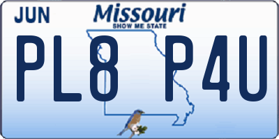 MO license plate PL8P4U