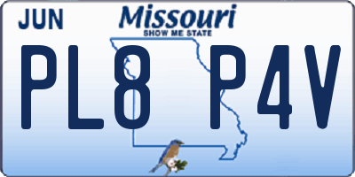 MO license plate PL8P4V