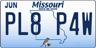 MO license plate PL8P4W