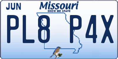 MO license plate PL8P4X