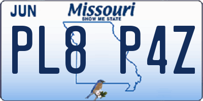 MO license plate PL8P4Z