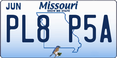 MO license plate PL8P5A
