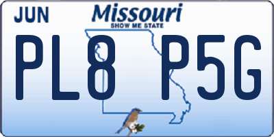 MO license plate PL8P5G