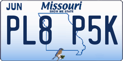 MO license plate PL8P5K
