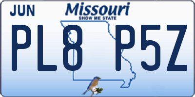 MO license plate PL8P5Z