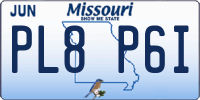 MO license plate PL8P6I