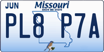 MO license plate PL8P7A