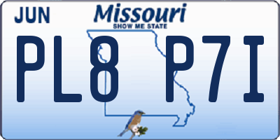MO license plate PL8P7I