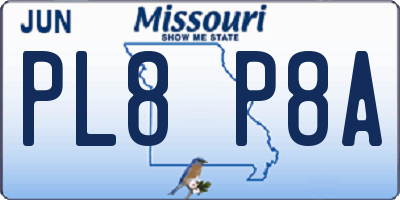 MO license plate PL8P8A