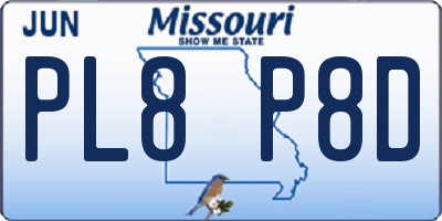 MO license plate PL8P8D