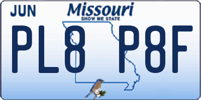MO license plate PL8P8F