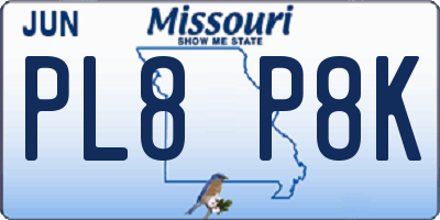 MO license plate PL8P8K