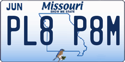 MO license plate PL8P8M