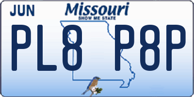 MO license plate PL8P8P