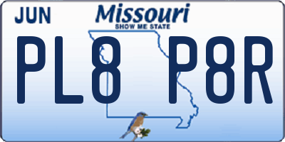 MO license plate PL8P8R