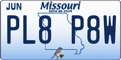 MO license plate PL8P8W