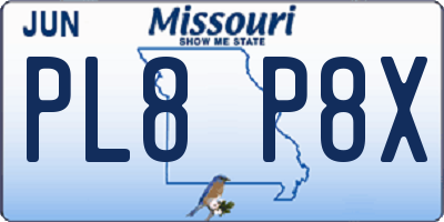 MO license plate PL8P8X