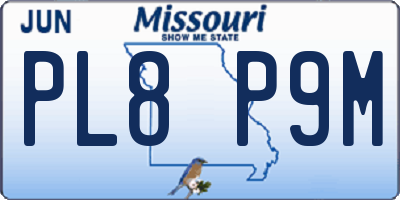 MO license plate PL8P9M