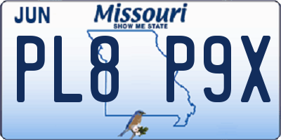 MO license plate PL8P9X