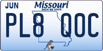 MO license plate PL8Q0C