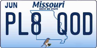 MO license plate PL8Q0D