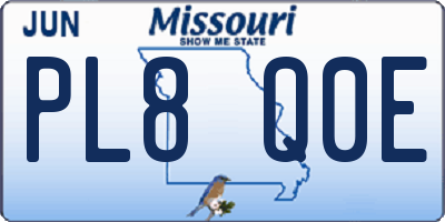 MO license plate PL8Q0E