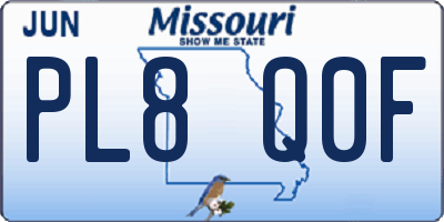 MO license plate PL8Q0F