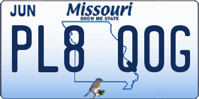MO license plate PL8Q0G