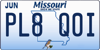 MO license plate PL8Q0I
