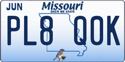 MO license plate PL8Q0K
