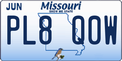 MO license plate PL8Q0W