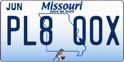 MO license plate PL8Q0X
