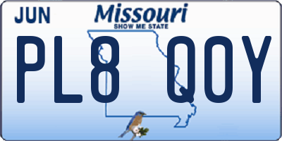 MO license plate PL8Q0Y