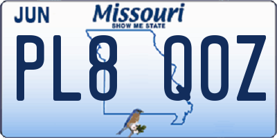 MO license plate PL8Q0Z