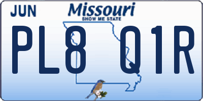 MO license plate PL8Q1R