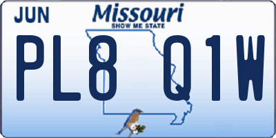 MO license plate PL8Q1W