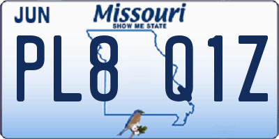 MO license plate PL8Q1Z