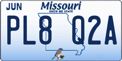 MO license plate PL8Q2A