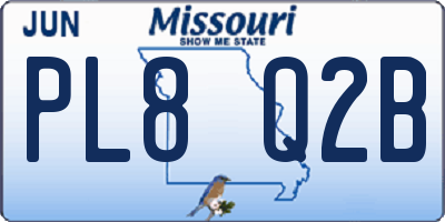 MO license plate PL8Q2B