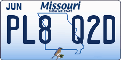 MO license plate PL8Q2D