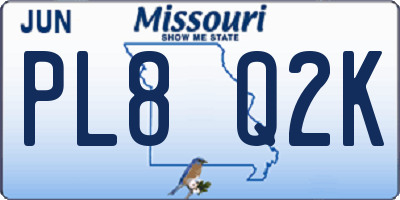 MO license plate PL8Q2K