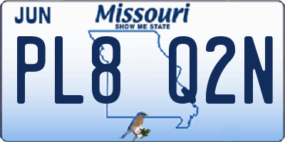 MO license plate PL8Q2N