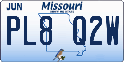 MO license plate PL8Q2W