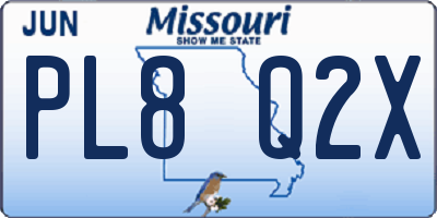 MO license plate PL8Q2X