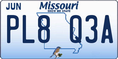 MO license plate PL8Q3A