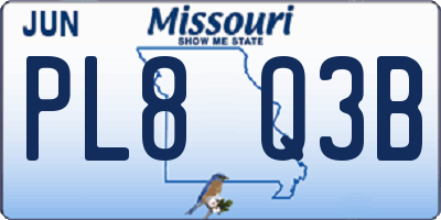 MO license plate PL8Q3B