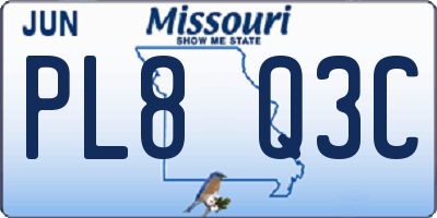 MO license plate PL8Q3C