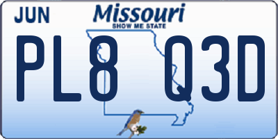 MO license plate PL8Q3D